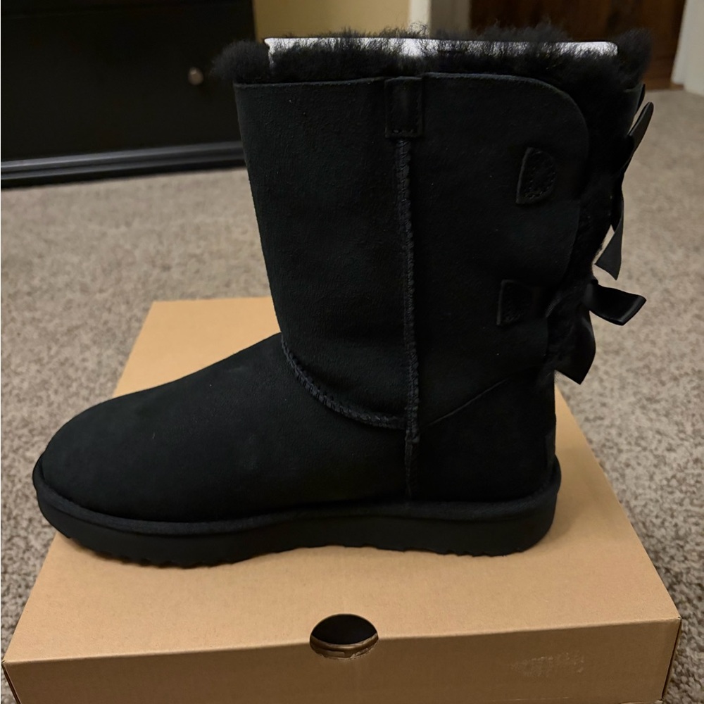 UGG Black Bailey Bow Boots II NIB size 9